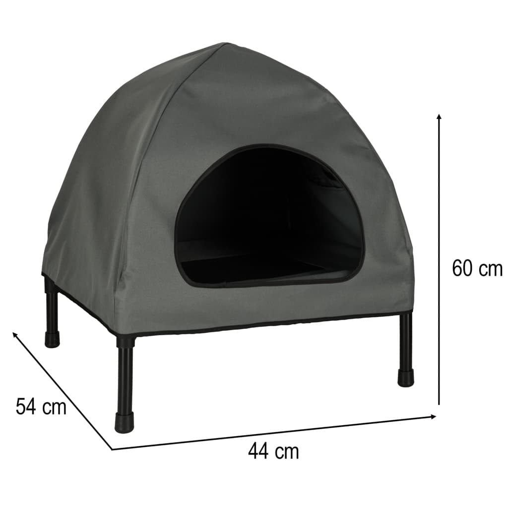 Pat tip cusca pentru caini si pisici, cadru metalic negru si panza gri, 60 x 54 x 44 cm — imagine 10