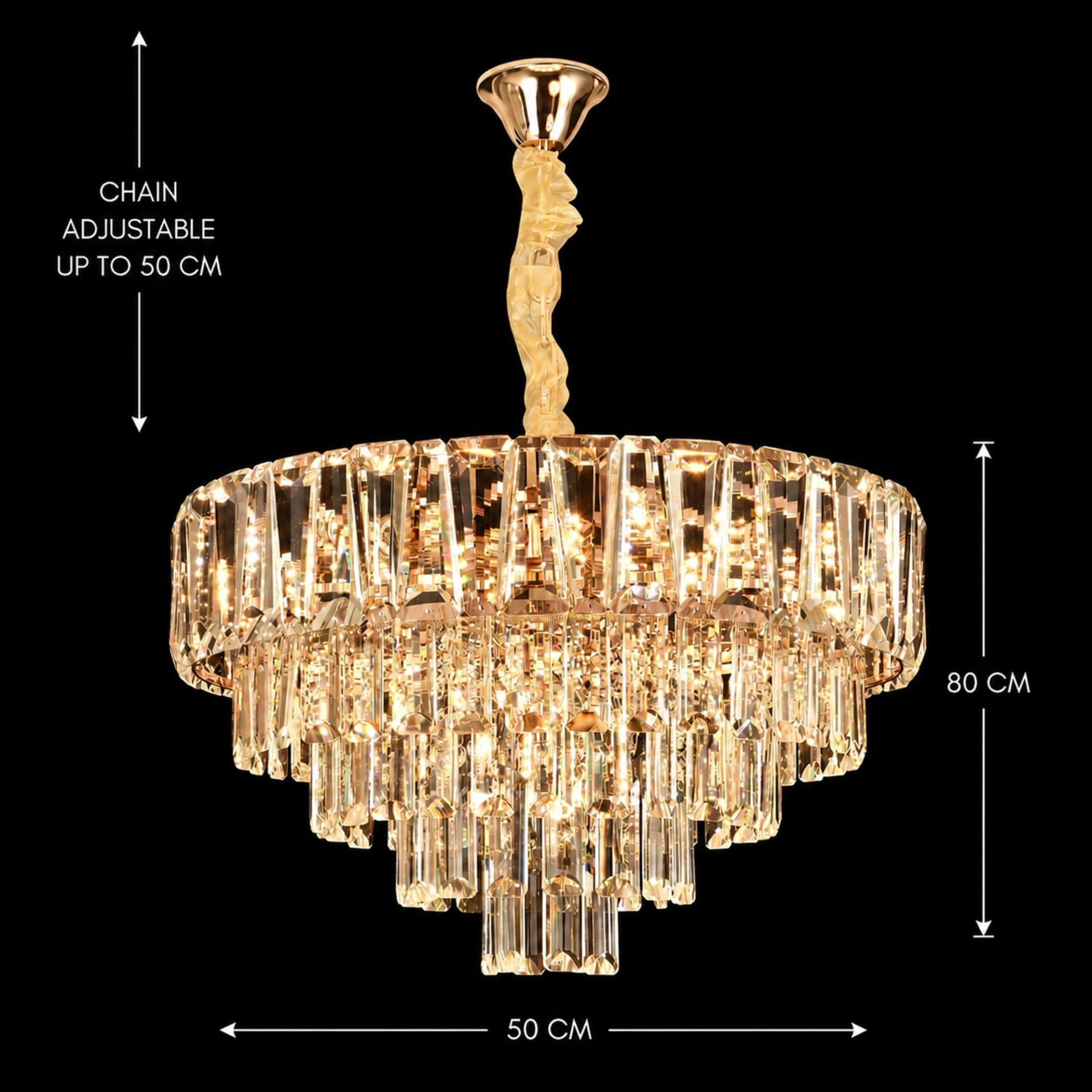 Candelabru Flippy Cristal VALMONT Eleganza 8x E14 D50 cm Auriu — imagine 4