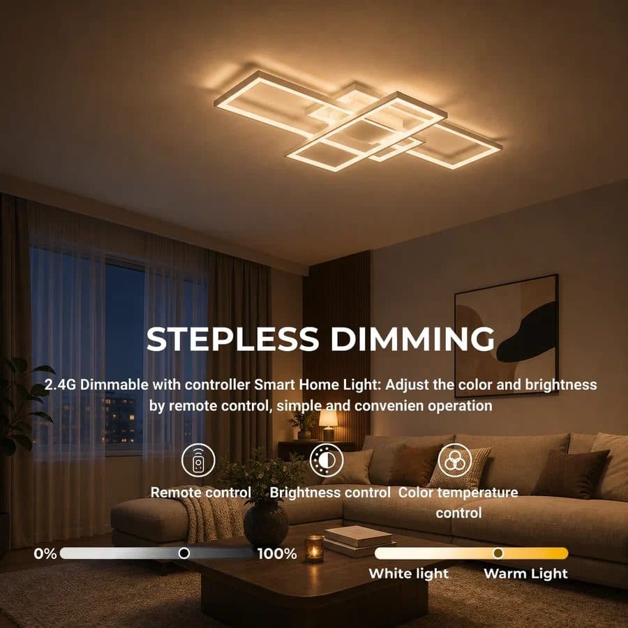 Lustra LED cu telecomanda, 78W, lumina Rece/Calda/Neutra, Dimabila, Alb — imagine 4