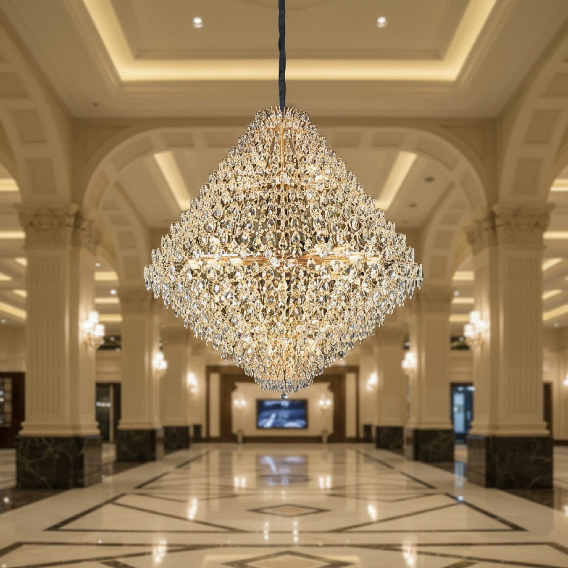 Candelabru Cristal KONIG Grande Supremo Auriu 54x E14 D150 cm — imagine 3