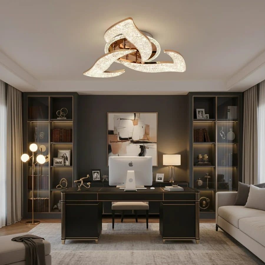 Lustra LED Flippy Eleganza cu telecomanda si cristal, 44W, 3 Surse, Lumina Rece/Calda/Neutra, Dimabila, Auriu — imagine 3