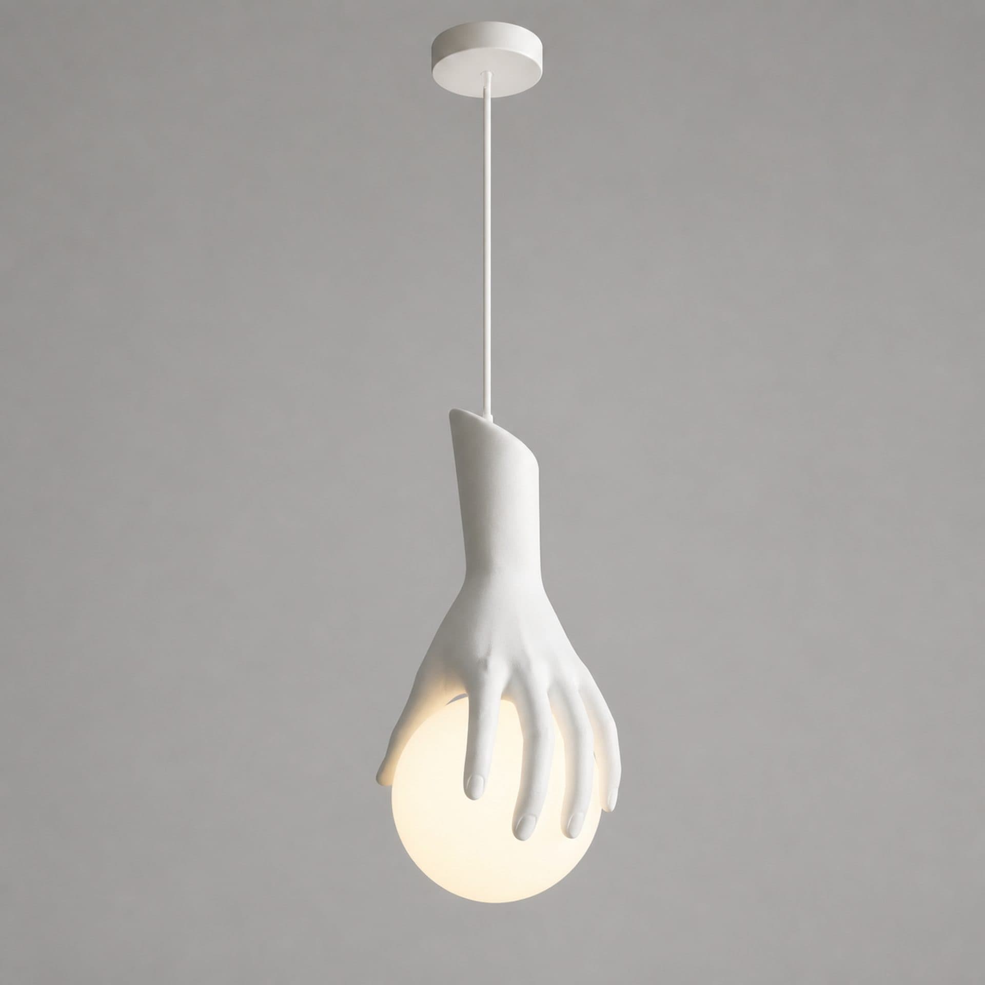 Lustra LED Flippy MANOS 13x120cm Sticla si Resina Alb — imagine 6