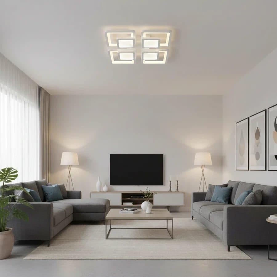 Lustra LED 96W 4 Patrate Flippy Alb Mat — imagine 5