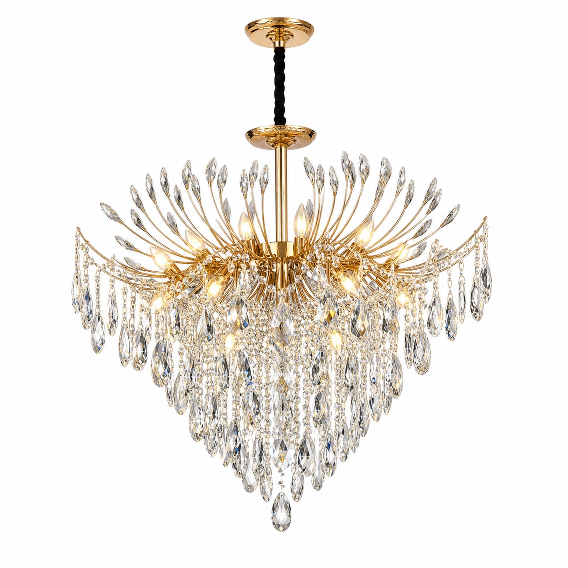 Candelabru Flippy Cristal PALERMO Regalis, 12x E14, Diametru 80cm, Auriu — imagine 1