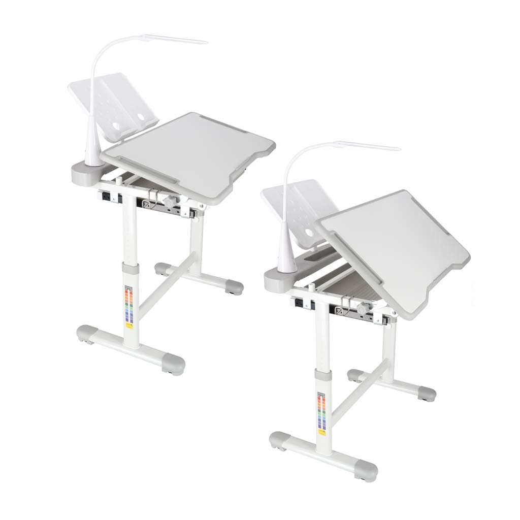 Set birou reglabil cu scaun ergonomic IKONKA, gri/alb, 70 x 51 cm — imagine 8