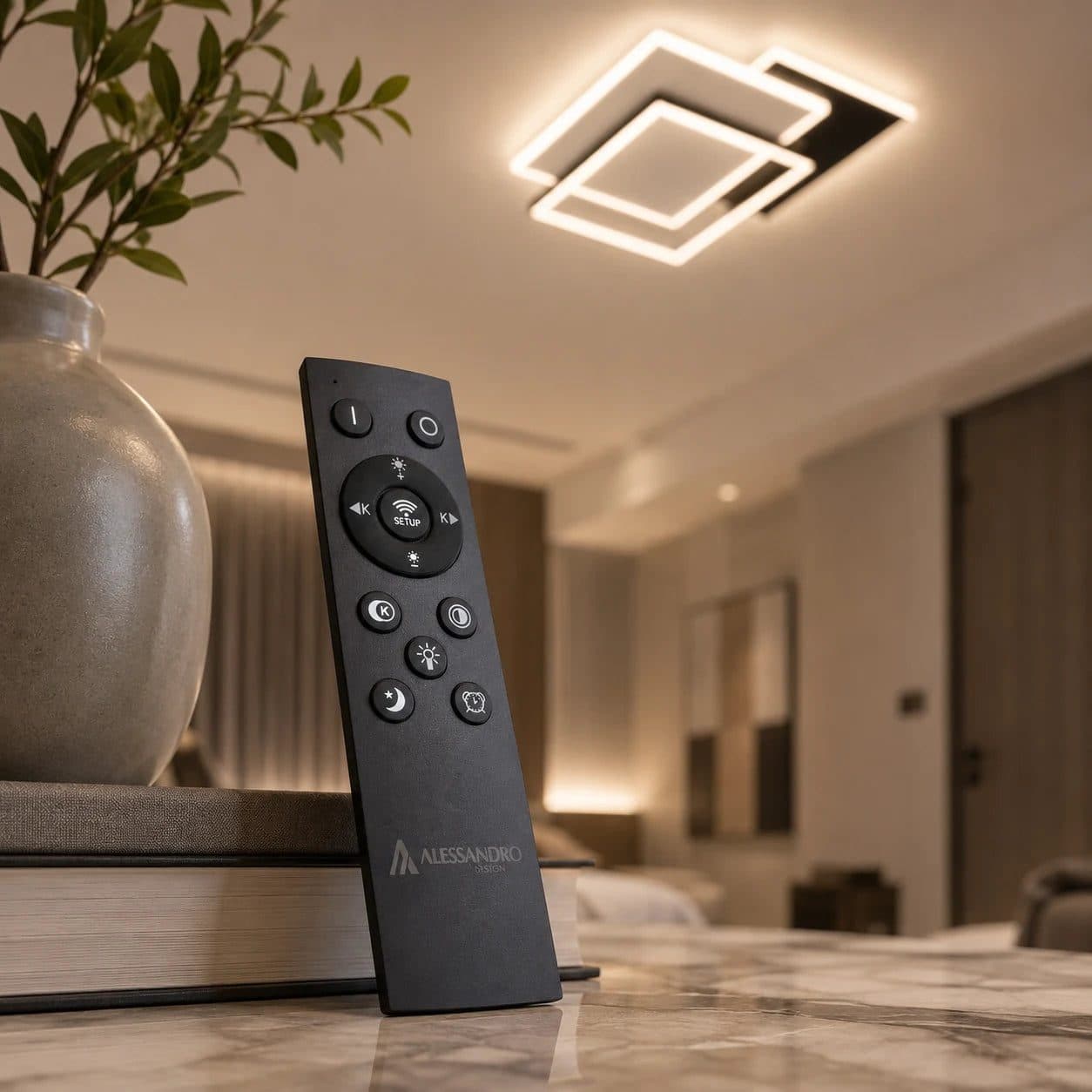 Lustra LED cu telecomanda Flippy LEILA 88W, 3 Patrate, Negru Crom Lucios — imagine 6