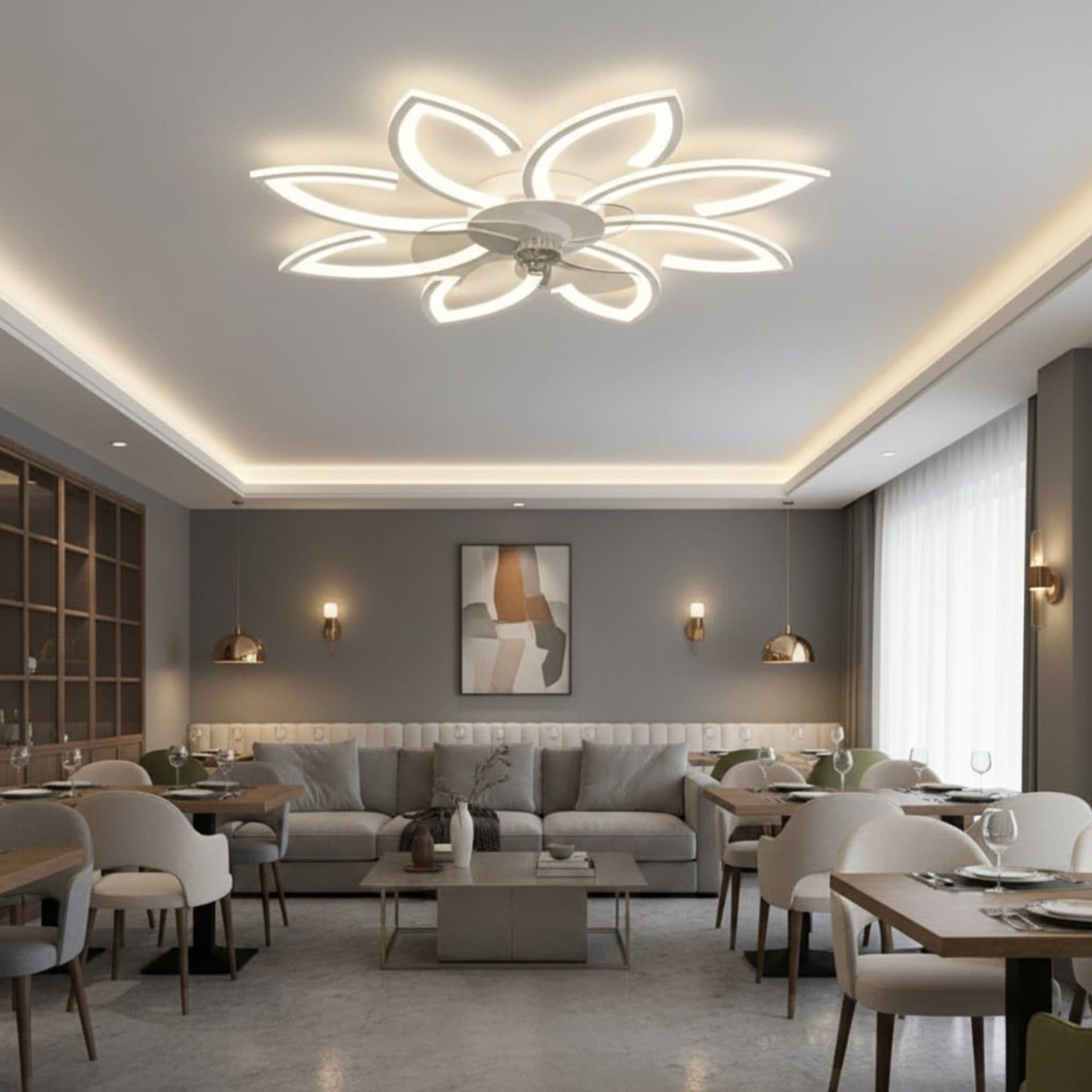 Lustra LED Ventilator Flippy 48W D87cm Telecomanda Alb — imagine 2