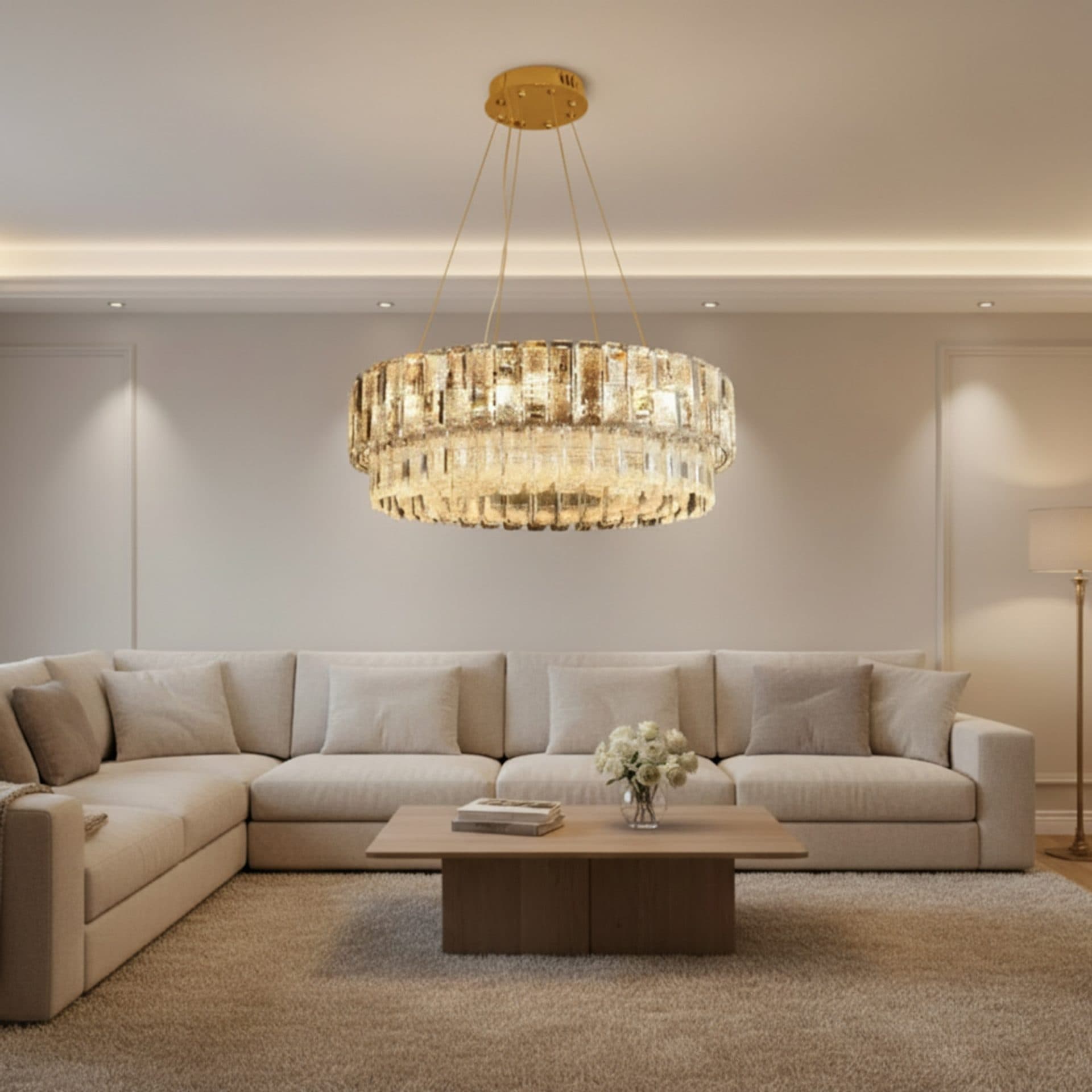 Candelabru Flippy Cristal ELYSIAN Eleganza 7x E14 Auriu 50 cm — imagine 1