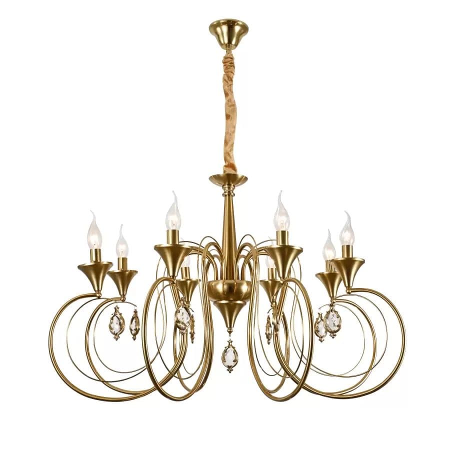 Candelabru Cristal 8x E14 Auriu Inaltime Reglabila — imagine 1