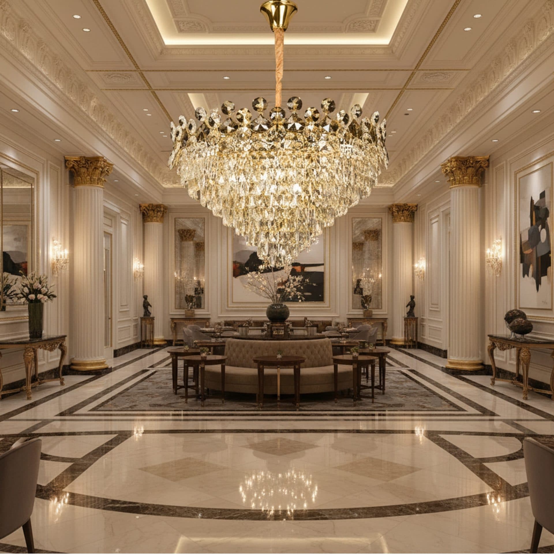 Candelabru Cristal Flippy 22x E14 Auriu Lucios Inaltime Reglabila — imagine 2