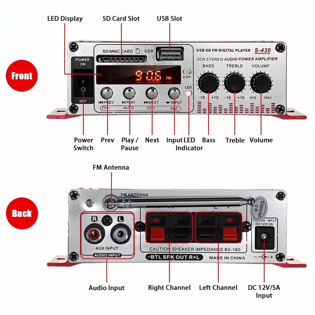 Amplificator auto mini stereo 12V 40W — imagine 3