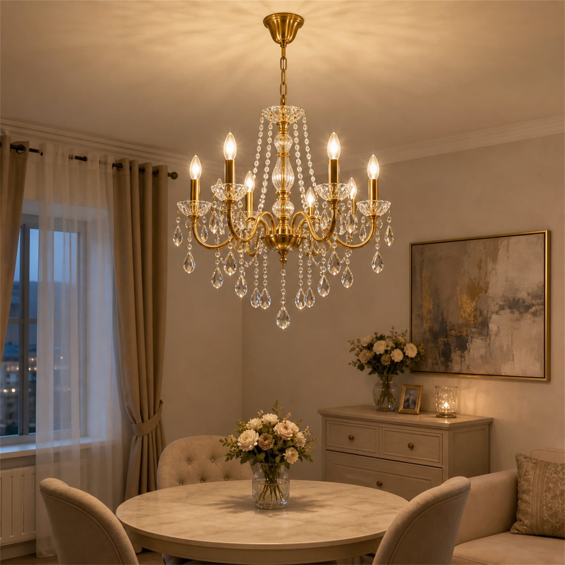 Candelabru Flippy Cristal NUVOLA Nobile Auriu 8xE14 D40 cm — imagine 2