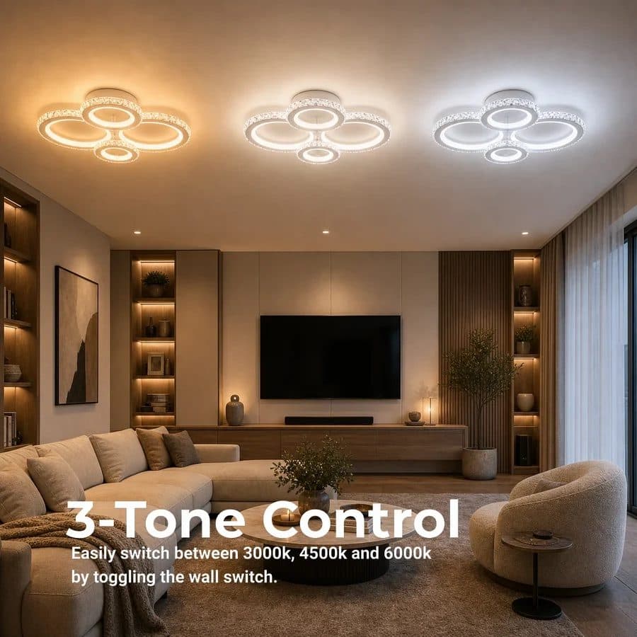 Lustra LED Flippy Rotunda RGB 82W 4 Cercuri Telecomanda Alb — imagine 2