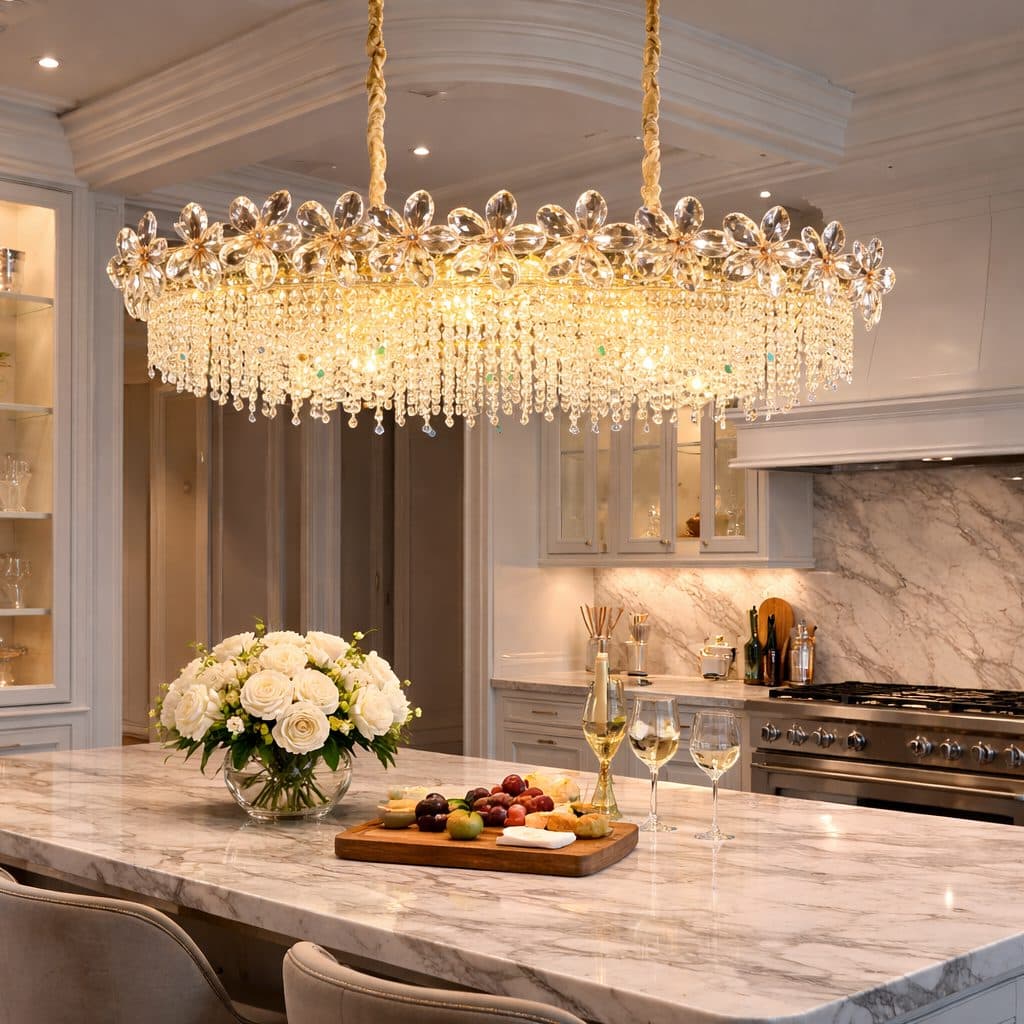 Candelabru Flippy Cristal 20x E14 Auriu Lucios Inaltime Reglabila — imagine 6