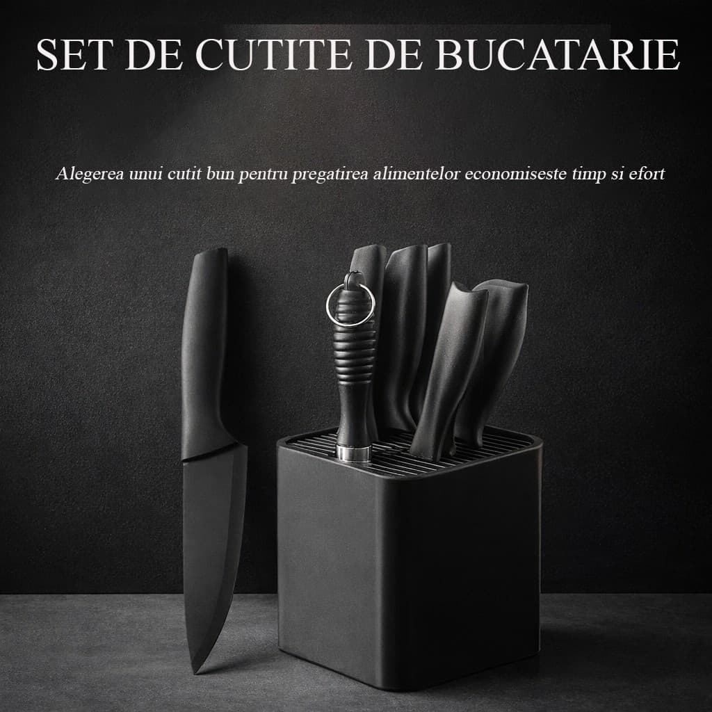 Set cutite bucatarie Flippy, 9 piese, otel inoxidabil negru — imagine 4