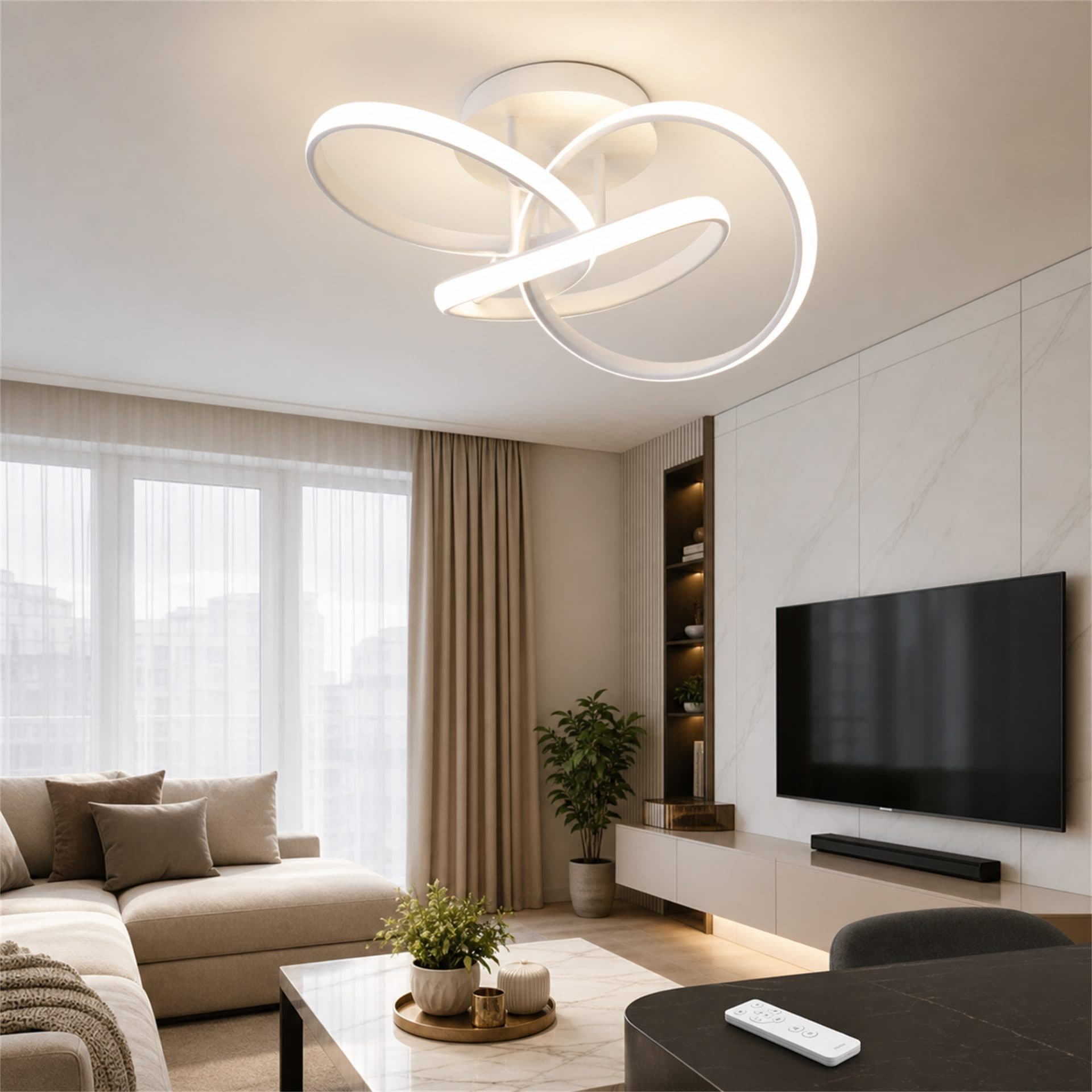 Lustra LED cu telecomanda Flippy KANGNING, 120W, Alb — imagine 5