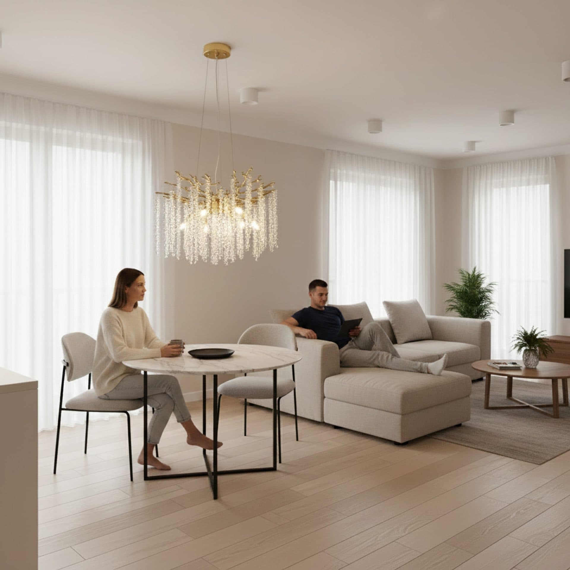 Candelabru Flippy Cristal ARBUS Eleganza Auriu 50cm 6x E14 — imagine 4