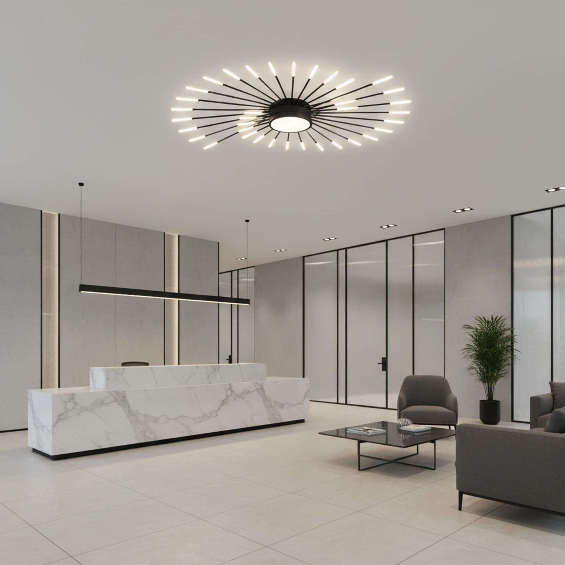 Lustra LED Flippy KALESA Grande Supremo Ø130cm Lumina Neutra 4000K 42W Alb Metal si Acril — imagine 4
