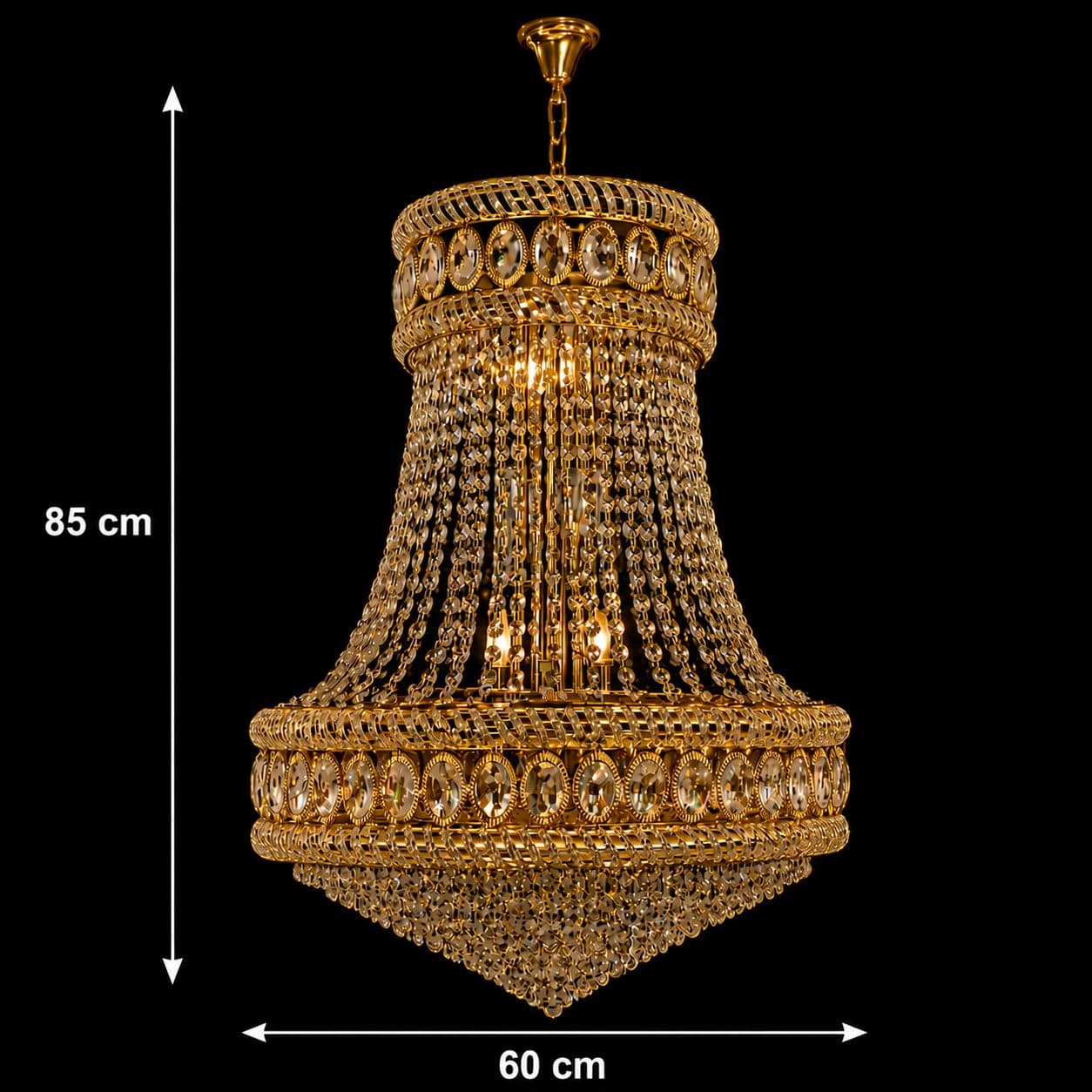 Candelabru Flippy Cristal EMPIRE Magno 10x E14 D60 cm Auriu — imagine 9