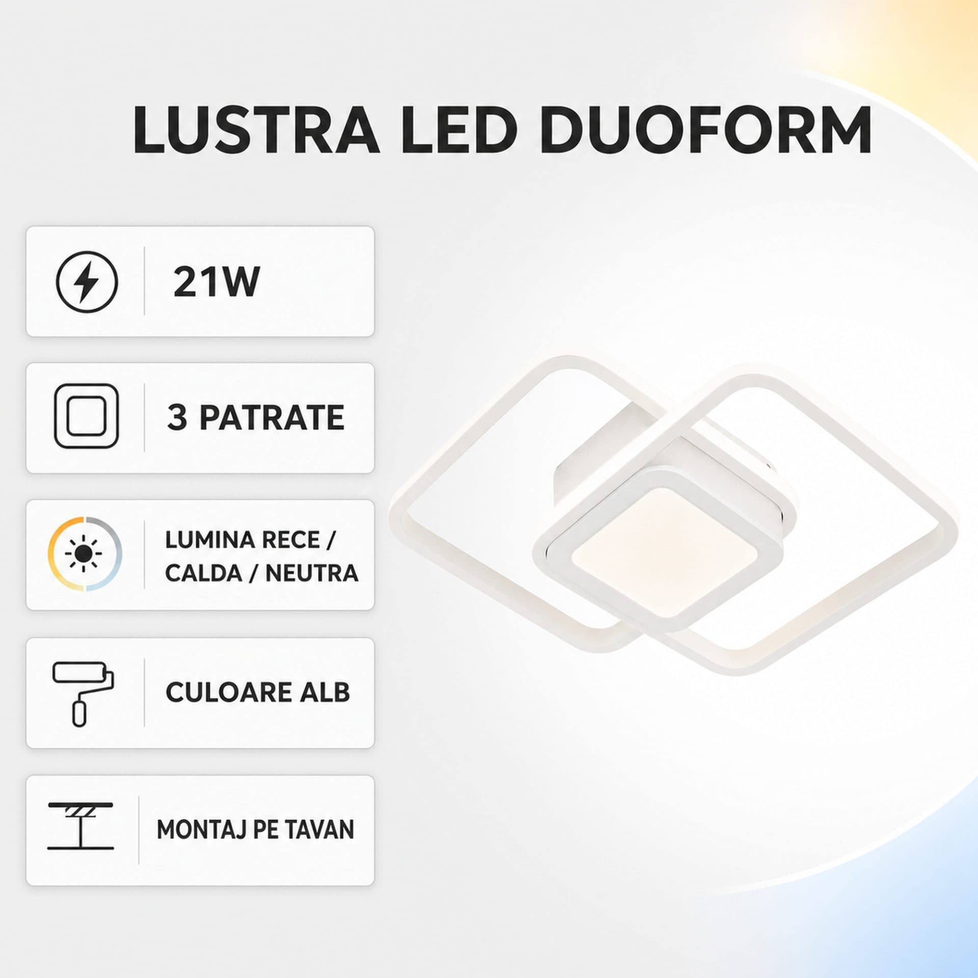 Lustra LED DUOFORM Flippy, 21W, design geometric, alb — imagine 9