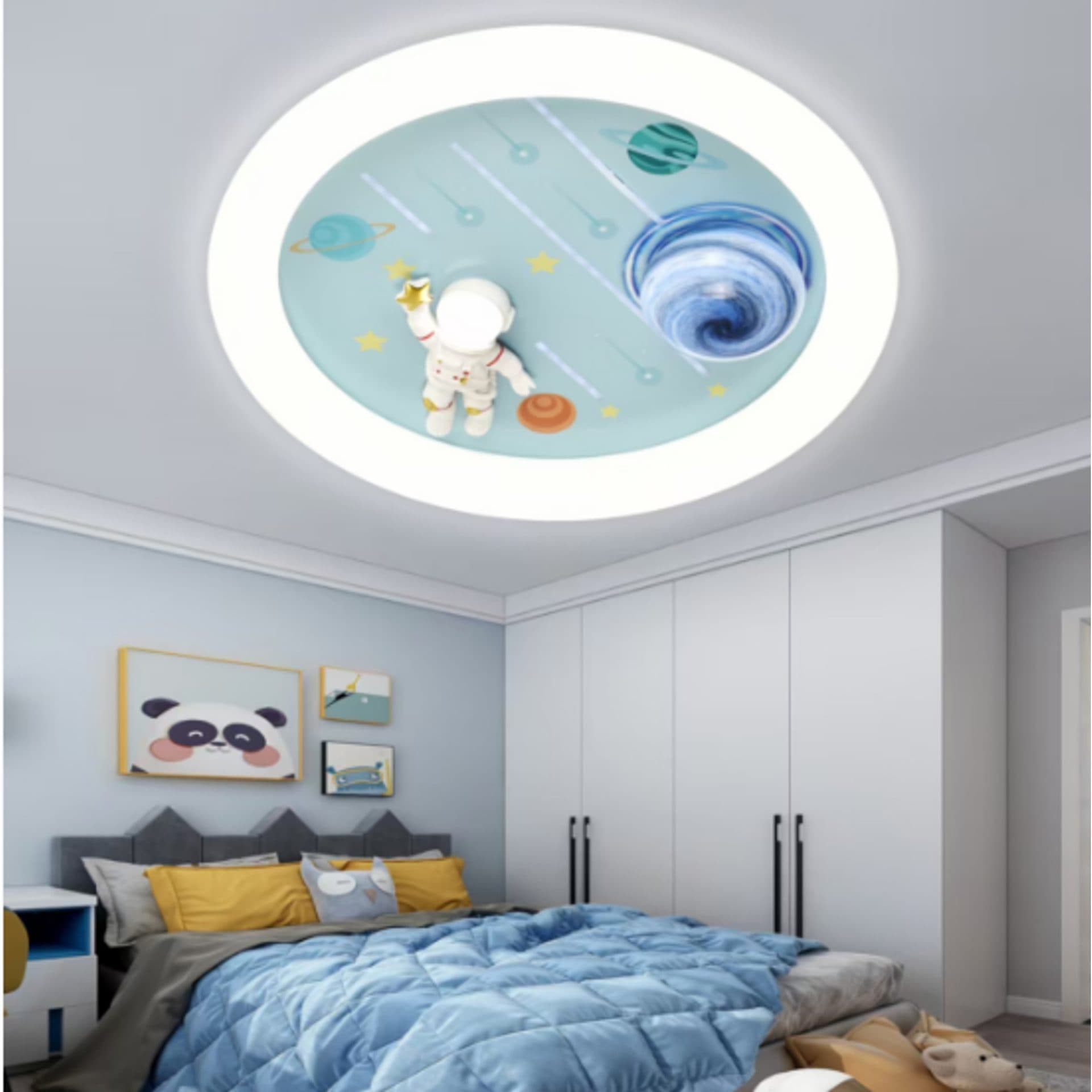Lustra LED Flippy Constellation 64W, telecomanda, diametru 50cm, lumina Rece/Calda/Neutra, Alb Albastru — imagine 3