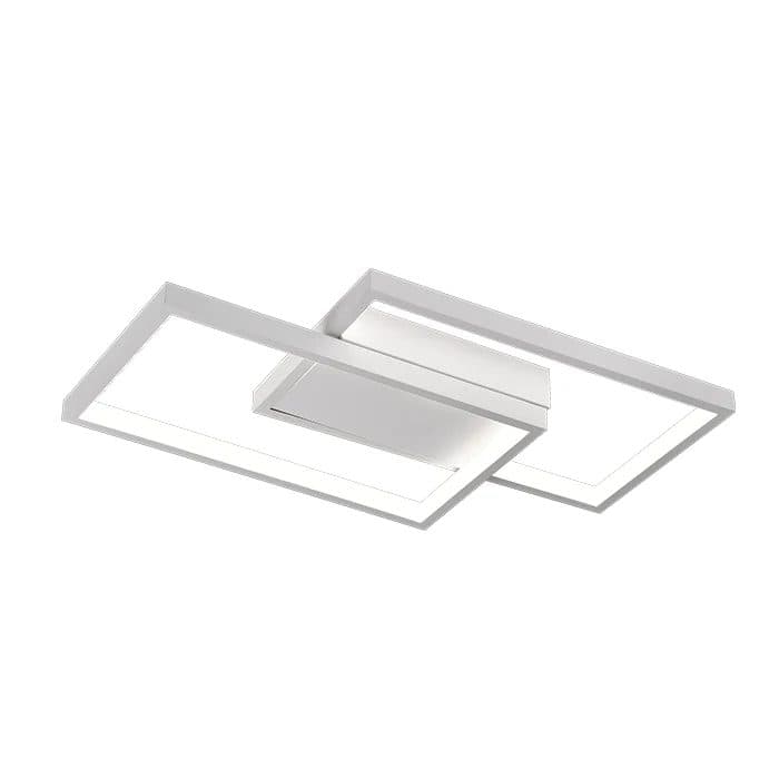 Lustra LED cu telecomanda LANDYN 37W, 2 Patrate, lumina Rece/Calda/Neutra, Dimabila, Alb — imagine 1