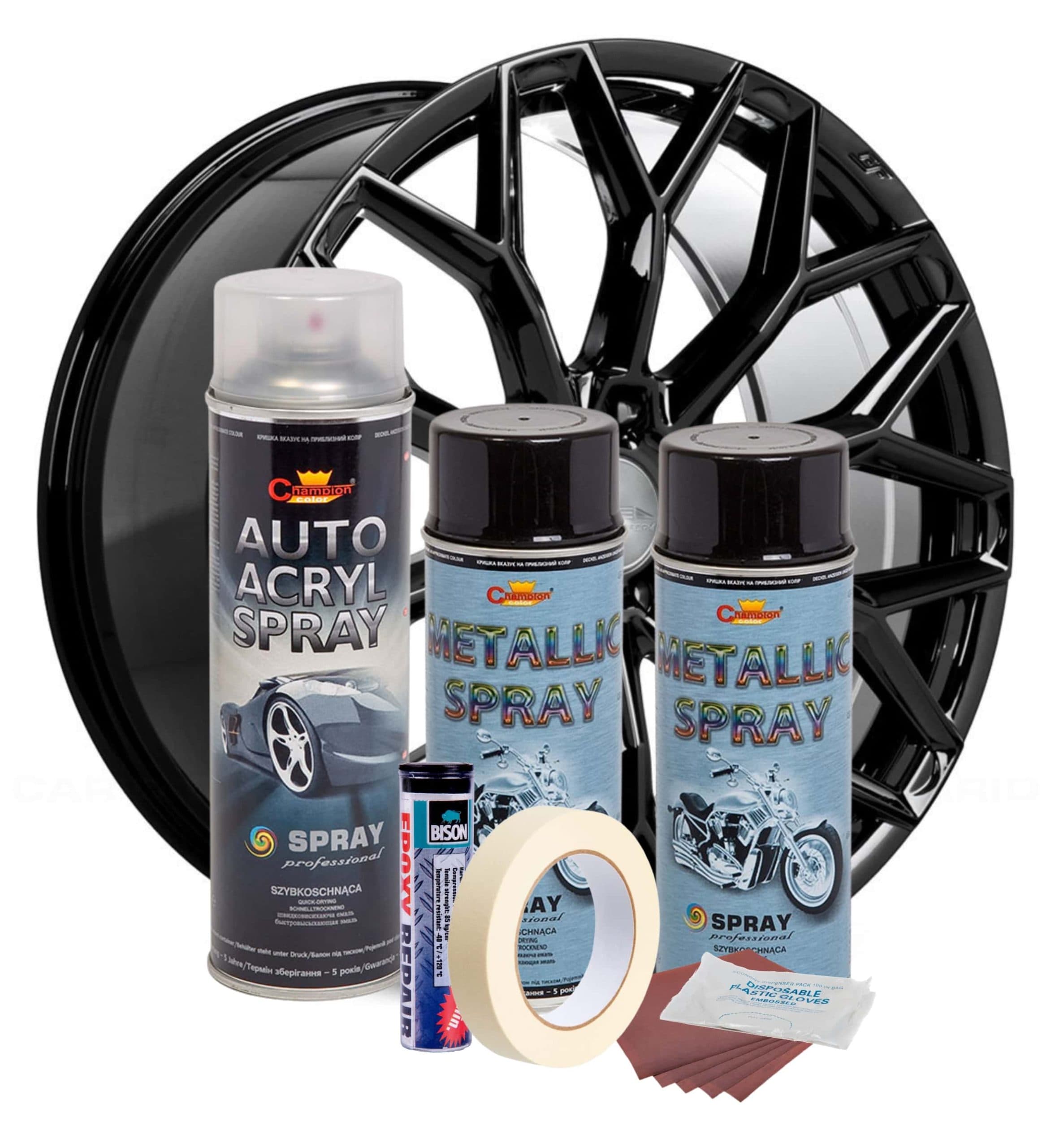 Kit reparatie si vopsire jante AVEX.ro Negru Metalizat — imagine 2