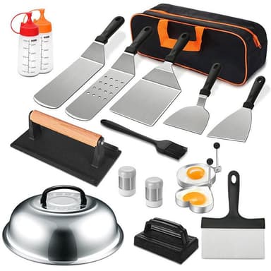 Set ustensile gratar Flippy, 17 piese, inox