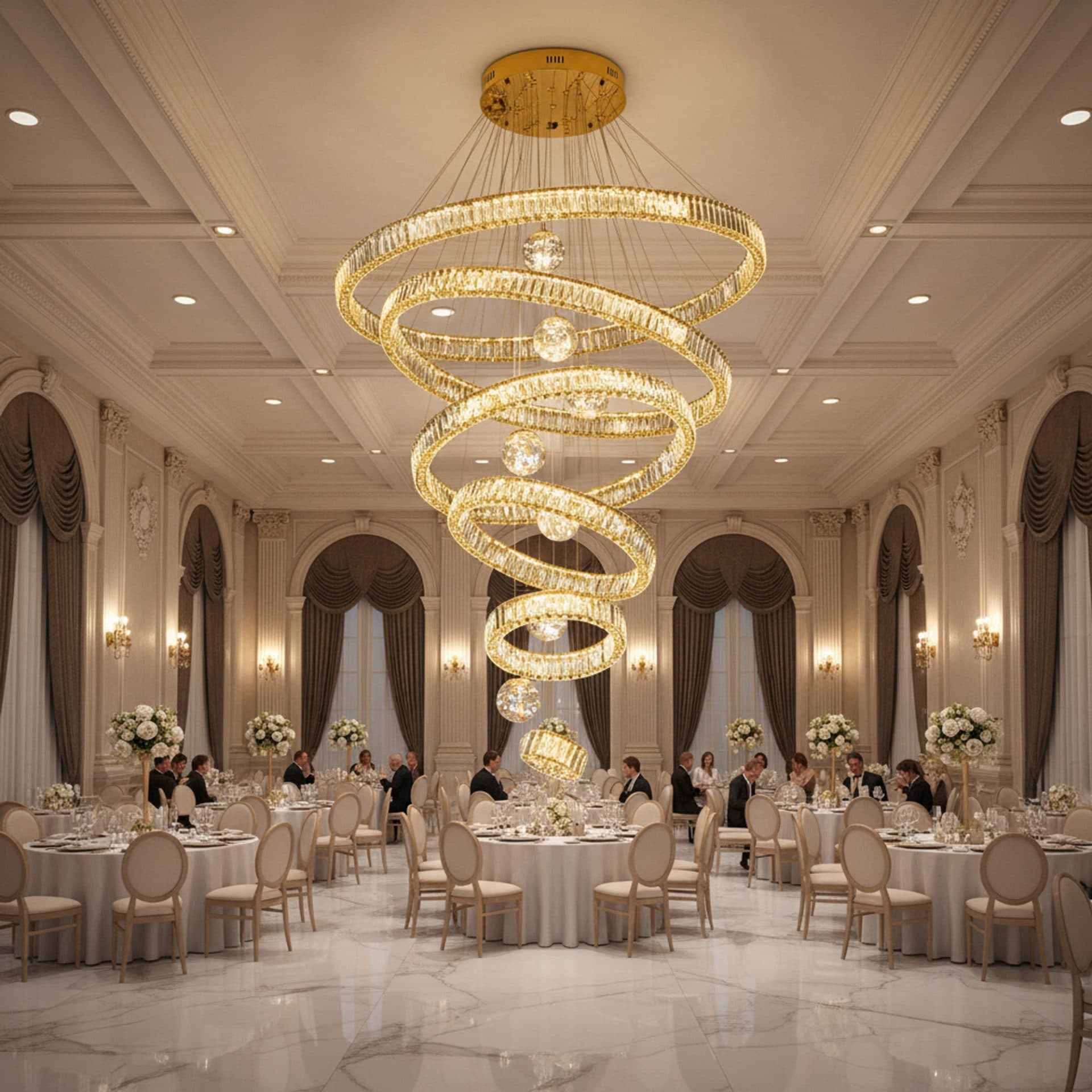 Candelabru Cristal Flippy KOLO Supremo 120x350cm Lumina Calda/Neutra/Rece Auriu Metal si Cristal — imagine 1