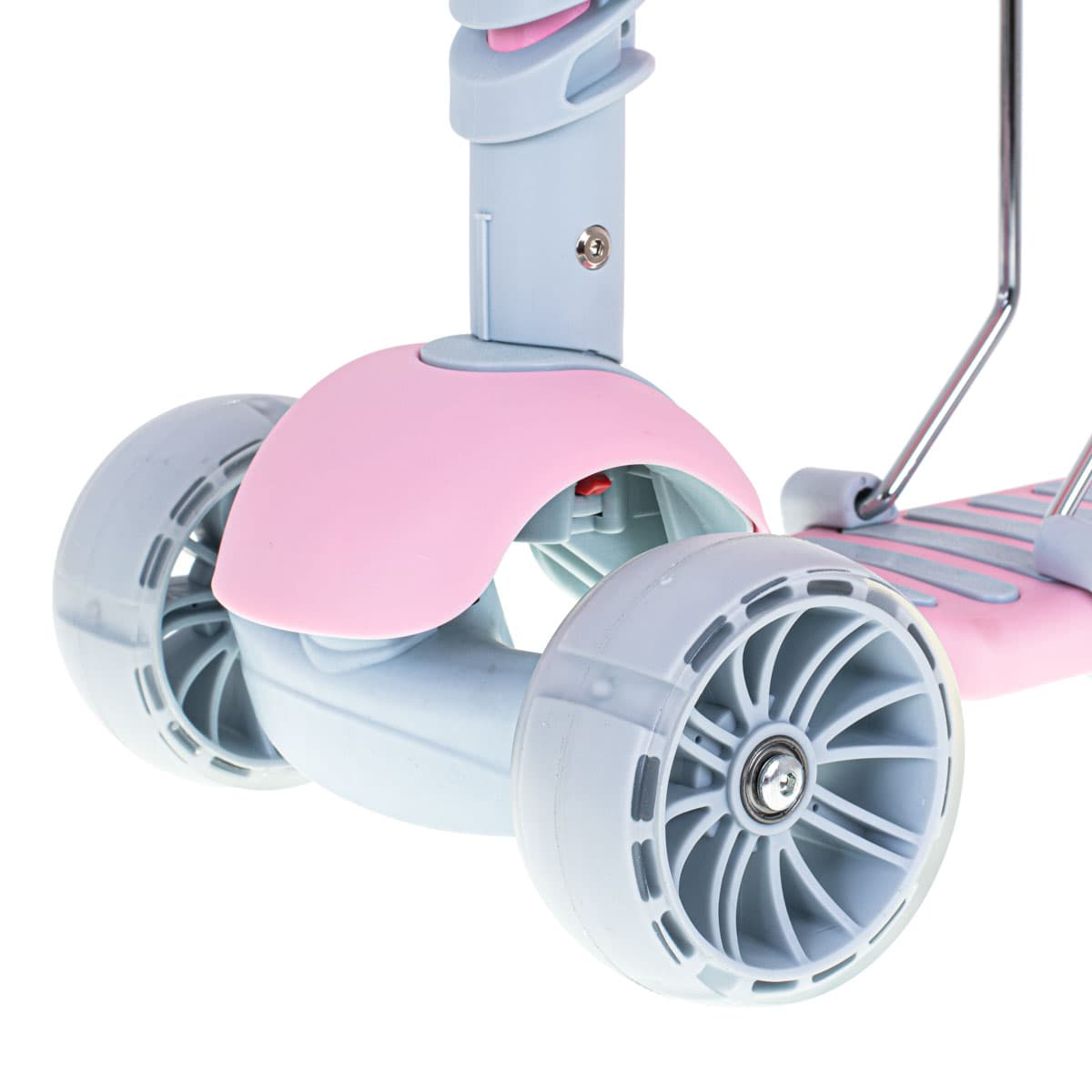 Set 3in1 Tricicleta Trotineta Skateboard cu roti LED, Roz — imagine 12