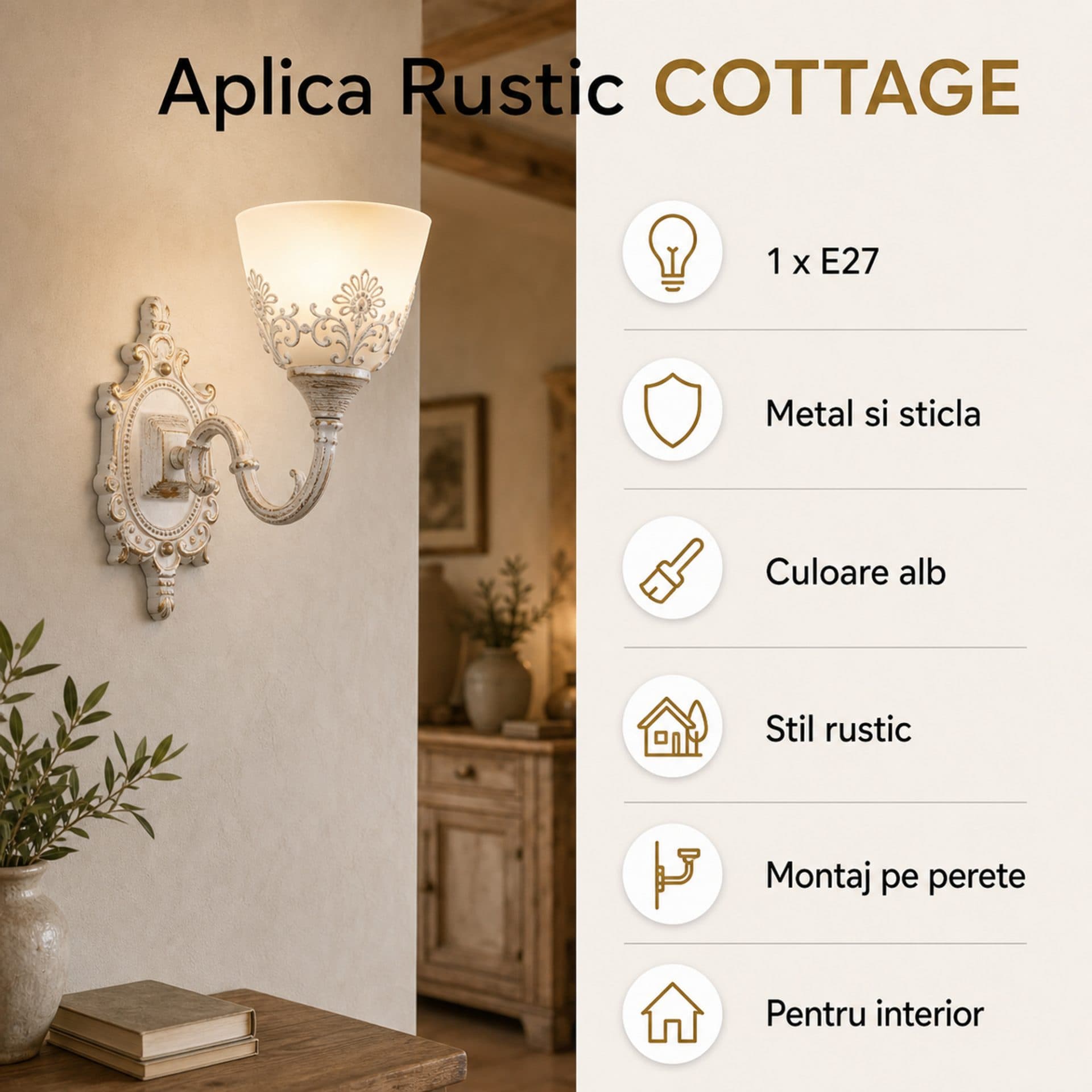 Aplica de perete Flippy 1 Sursa E27 Abajur din Sticla Montaj pe Perete — imagine 8