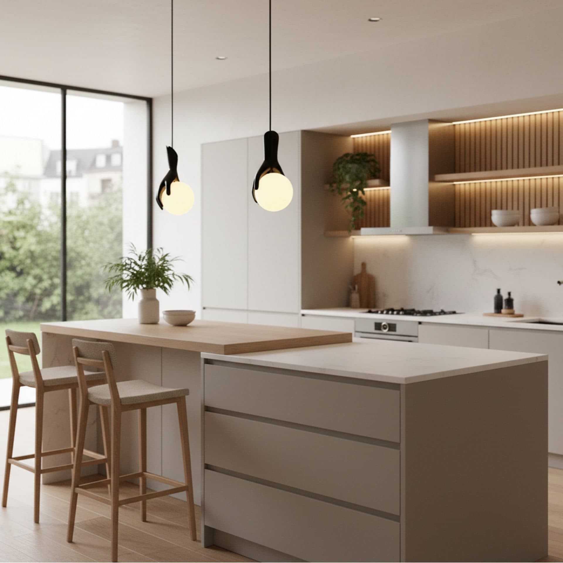 Lustra LED Flippy MANOS, Sticla si Resina, Negru — imagine 4