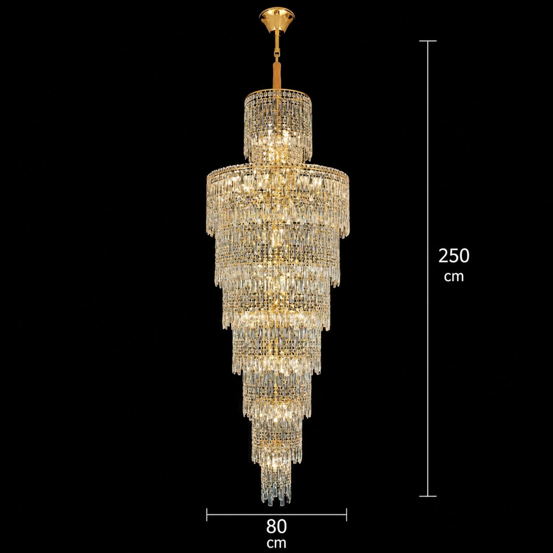 Candelabru Flippy Cristal FALL Regalis 29xE14 D80 cm Auriu Metal si Cristal — imagine 8