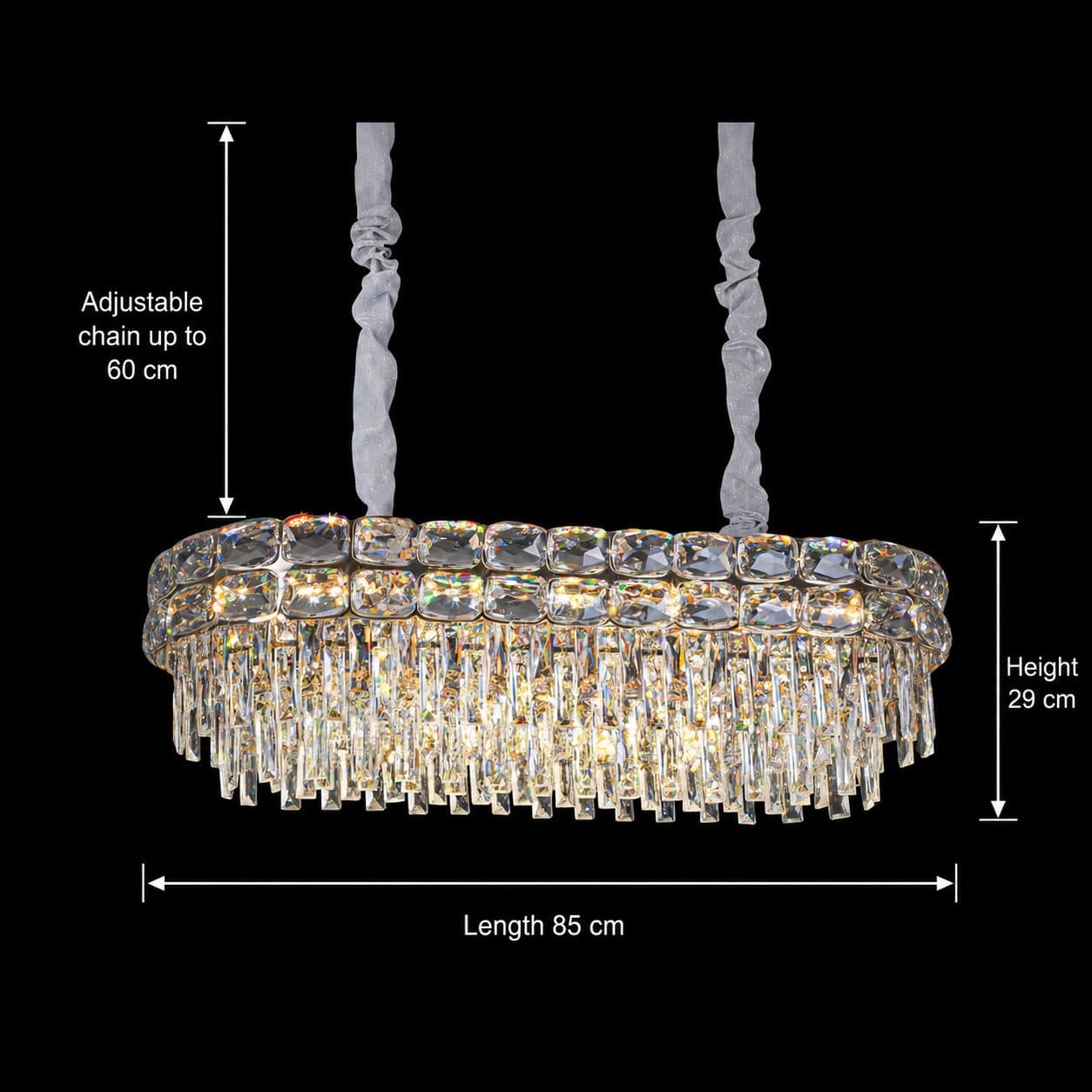 Candelabru Flippy Cristal LUCENT Regalis 28xE14, Auriu, Inaltime Reglabila, Metal si Cristal — imagine 8