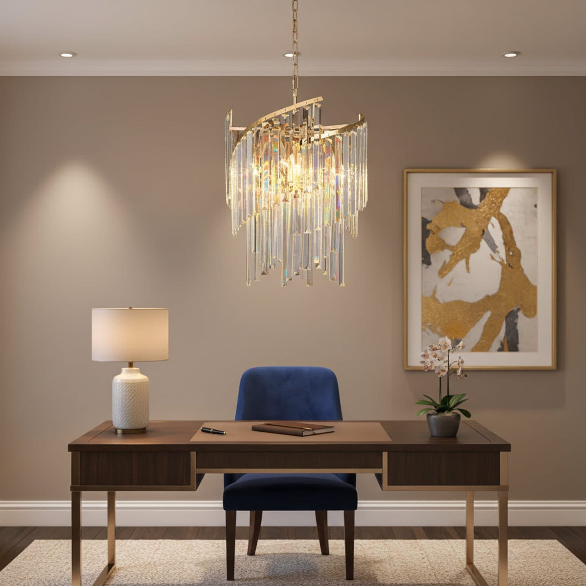 Candelabru Flippy Cristal TWEEZE Nobile, 6xE14, D40 cm, Auriu, Metal si Cristal — imagine 3