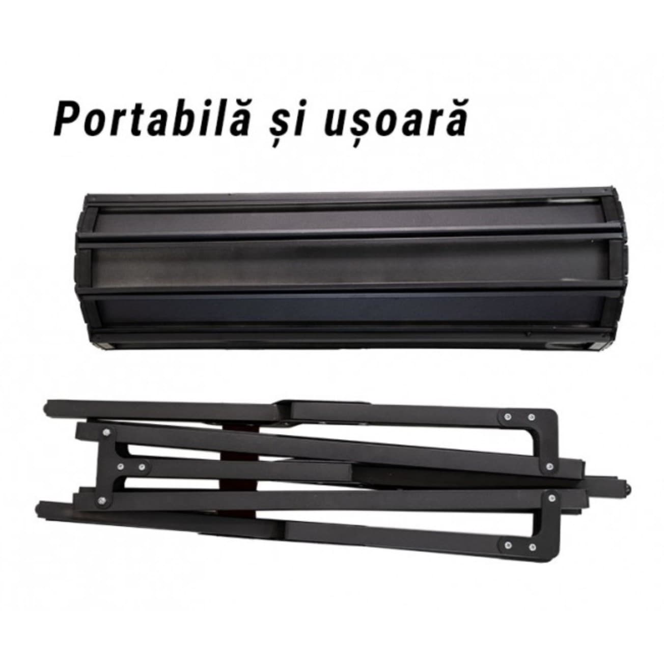 Masa camping pliabila Flippy, aluminiu, 120x60x43cm, negru — imagine 3