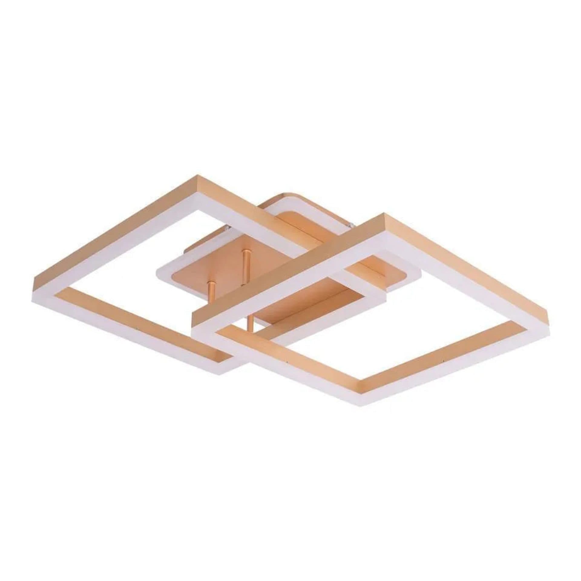 Lustra LED Flippy 142W 2 Patrate lumina Rece Calda Neutra Dimabila Auriu — imagine 2