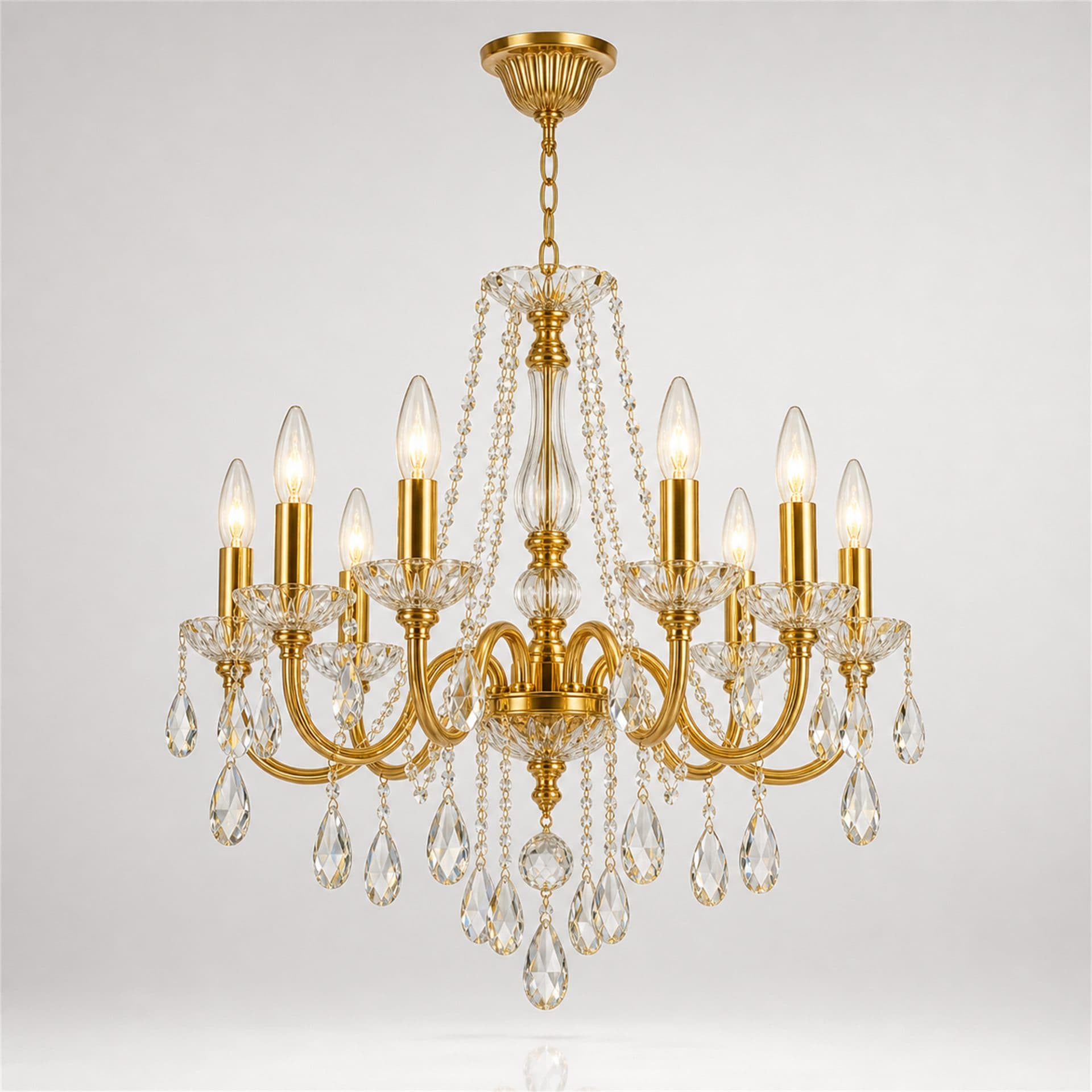 Candelabru Flippy Cristal NUVOLA Nobile Auriu 8xE14 D40 cm — imagine 1