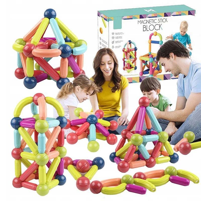 Set magnetic de constructie Procart joc creativ pentru copii, 66 piese — imagine 1