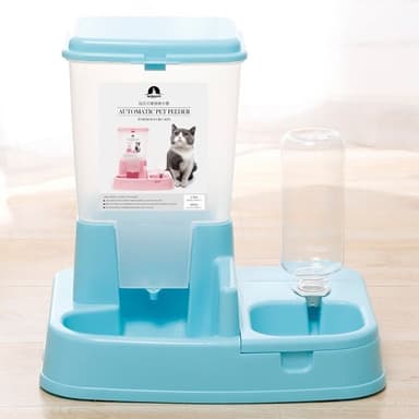 Distribuitor automat de apa si hrana pentru animale 2in1 Albastru
