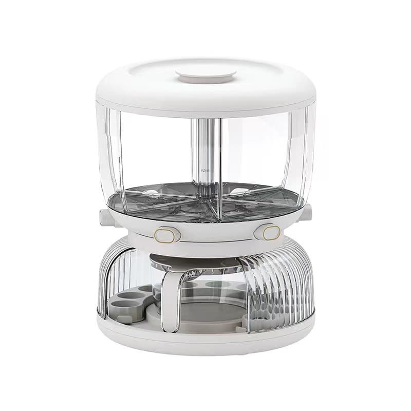 Dozator etajat de cereale Flippy, rotativ 360, 6 compartimente, capacitate 10L, alb — imagine 1