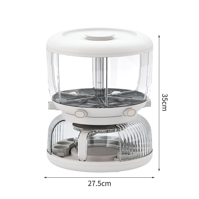 Dozator etajat de cereale Flippy, rotativ 360, 6 compartimente, capacitate 10L, alb — imagine 11