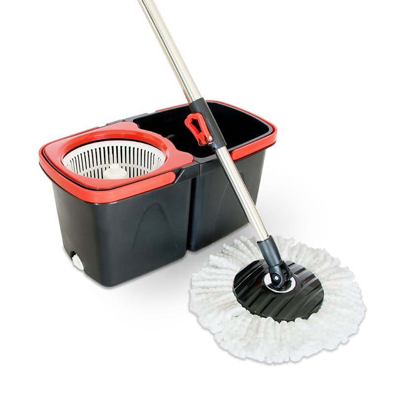 Set mop rotativ Flippy capacitate 8 l negru/rosu microfibra — imagine 3