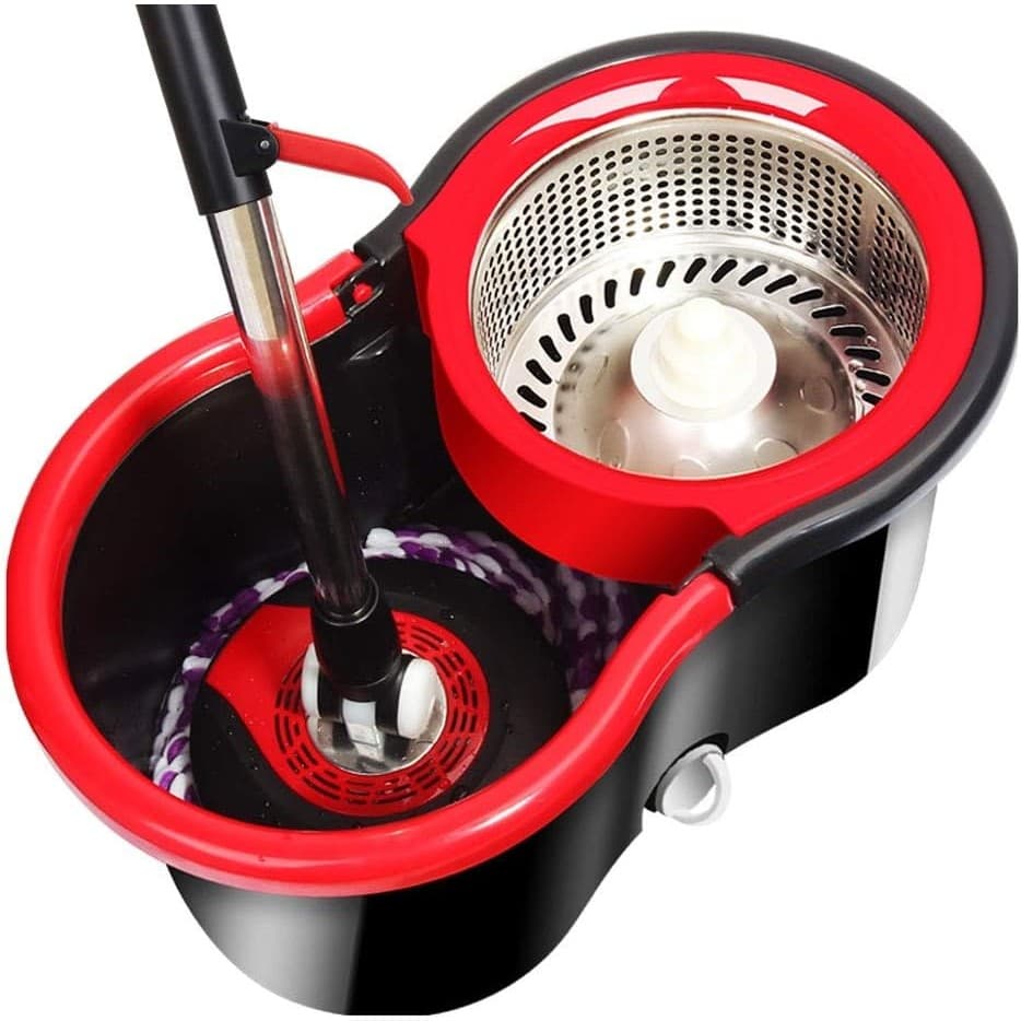 Set mop rotativ Flippy capacitate 8 l negru/rosu microfibra — imagine 5