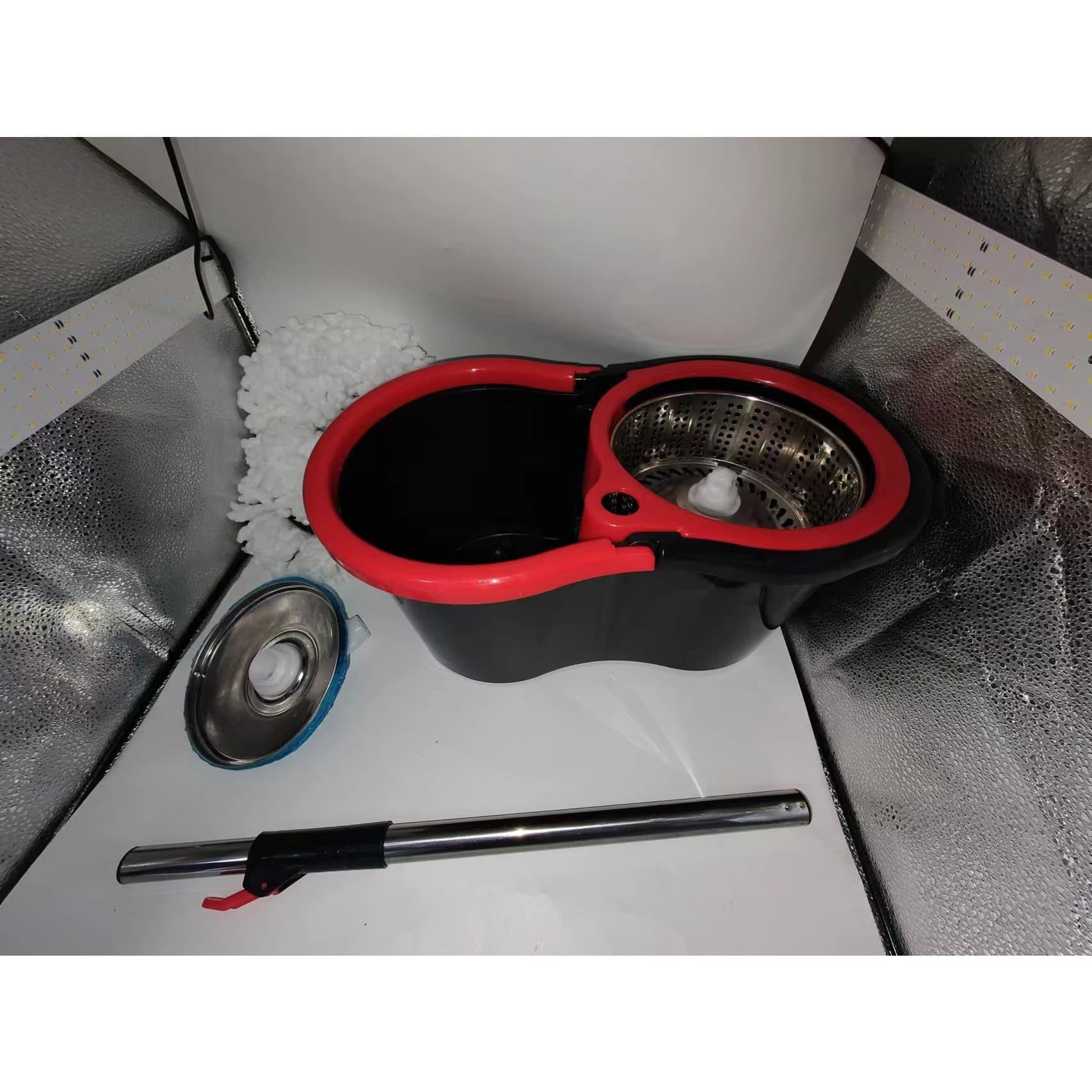 Set mop rotativ Flippy capacitate 8 l negru/rosu microfibra — imagine 6