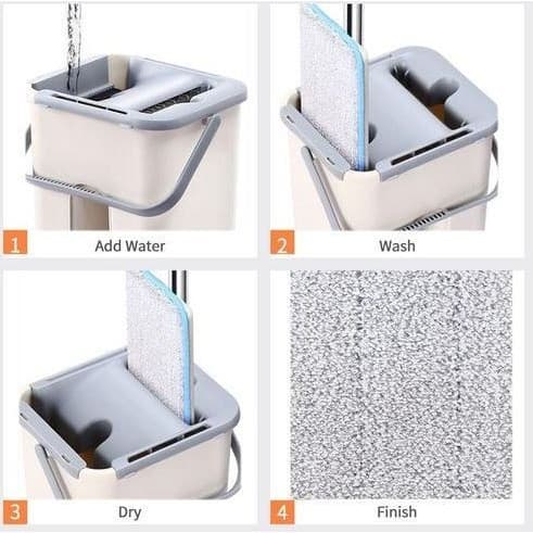 Set de curatenie Flippy mop plat cu galeata de 6 L si rezerve microfibra — imagine 1