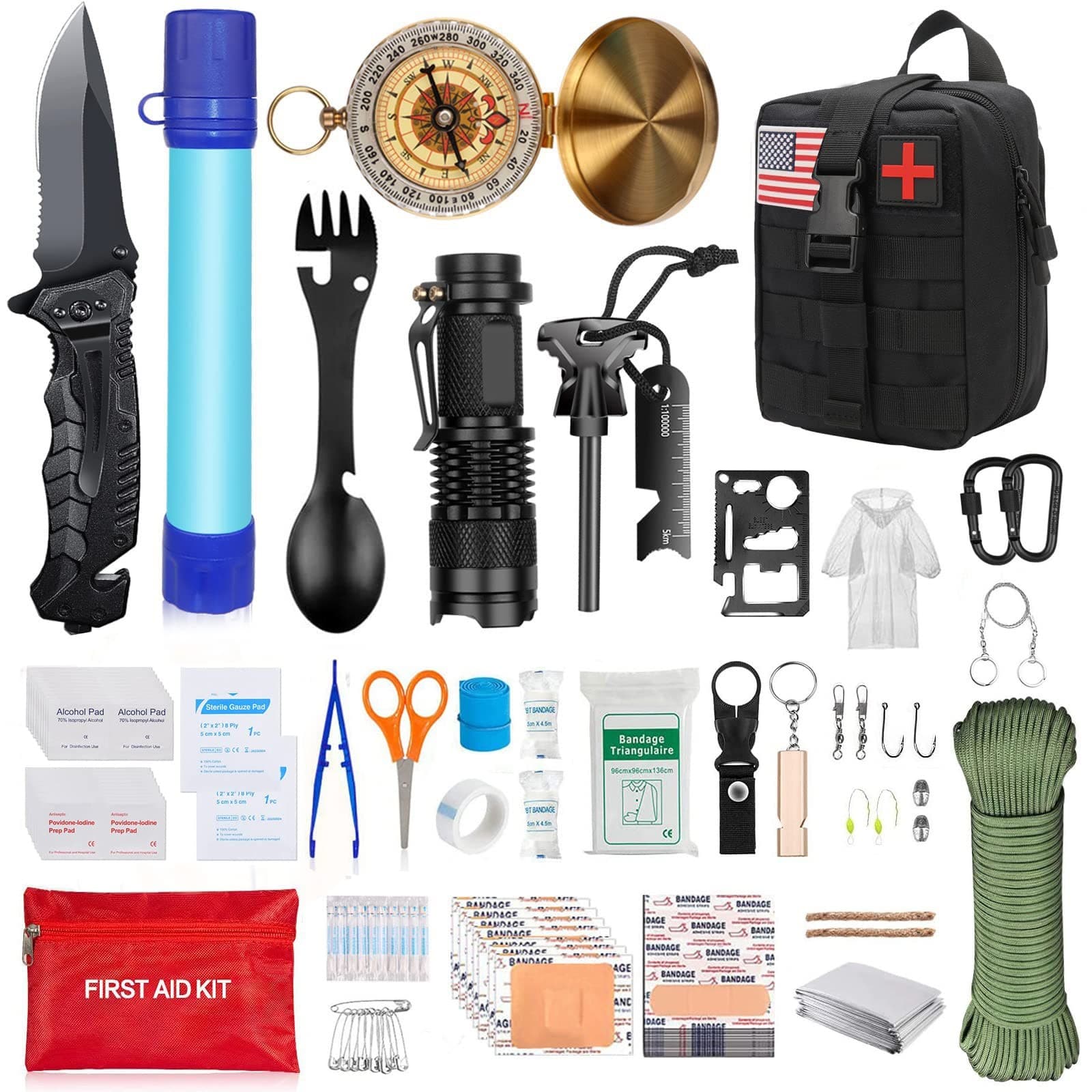 Kit supravietuire multifuncional Flippy 40 de Instrumenturi Profesionale Echipament de Prim-ajutor — imagine 1