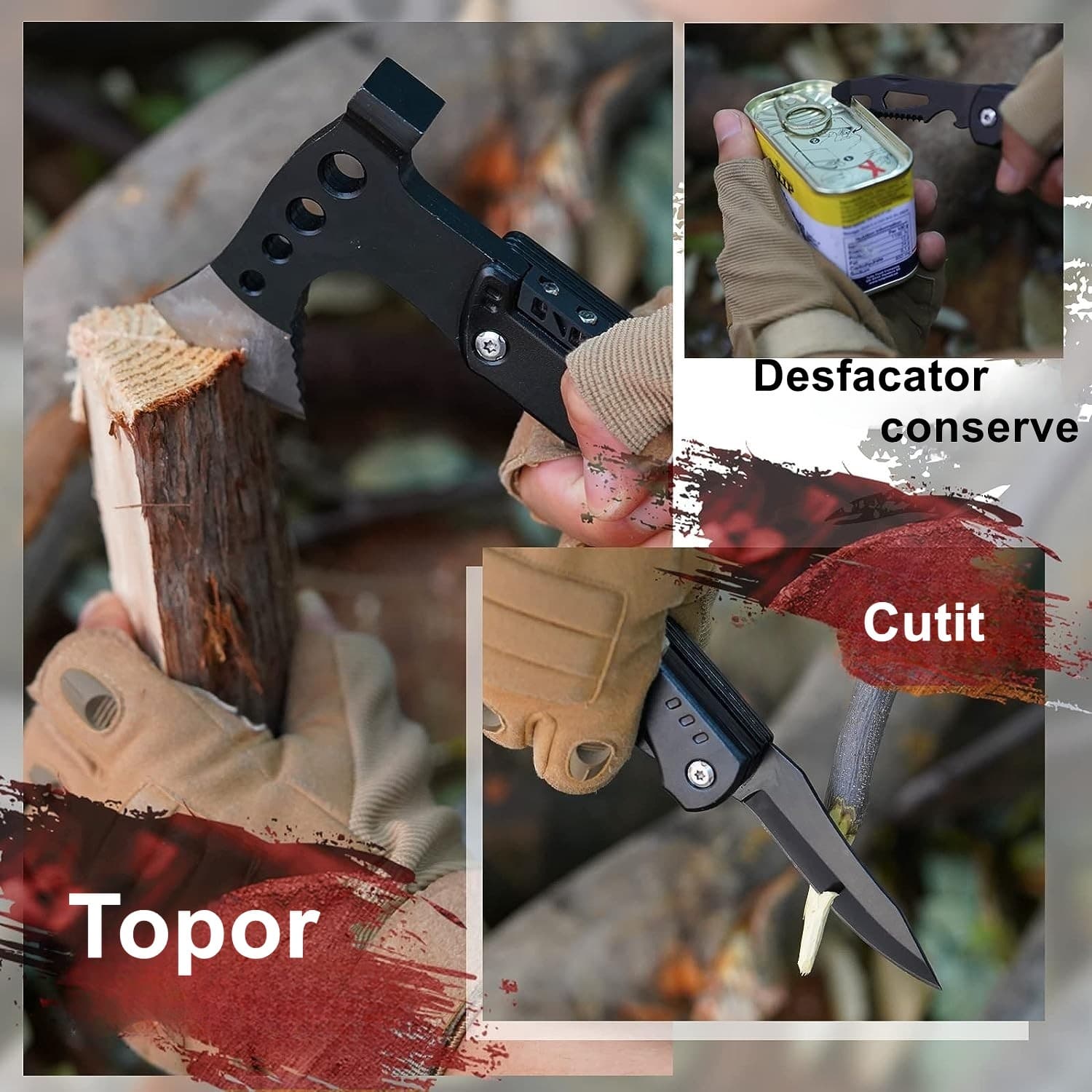 Kit de Supravietuire Multifuncional 16 in 1 Flippy pentru Camping si Drumetie — imagine 7