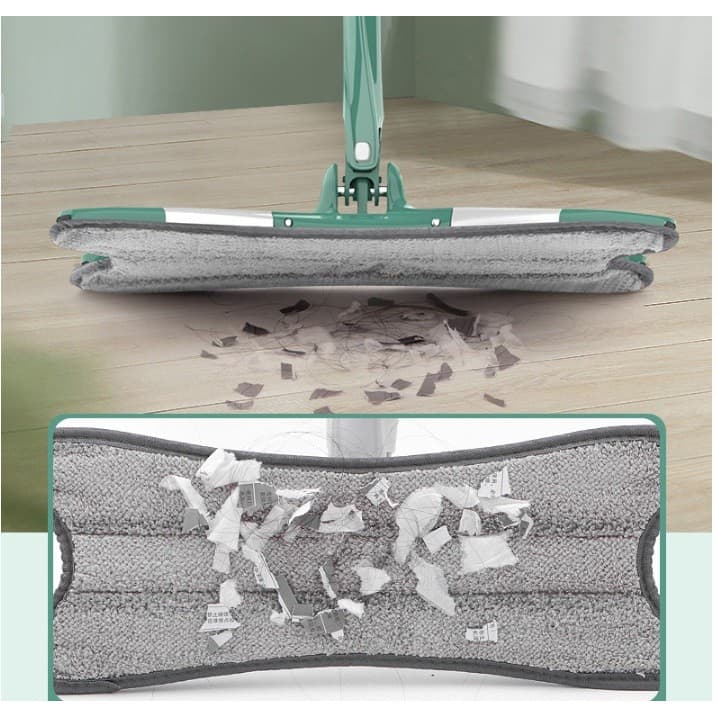 Mop Plat Flippy cu Laveta din Microfibra, Tija Telescopica 140 cm, Verde — imagine 4