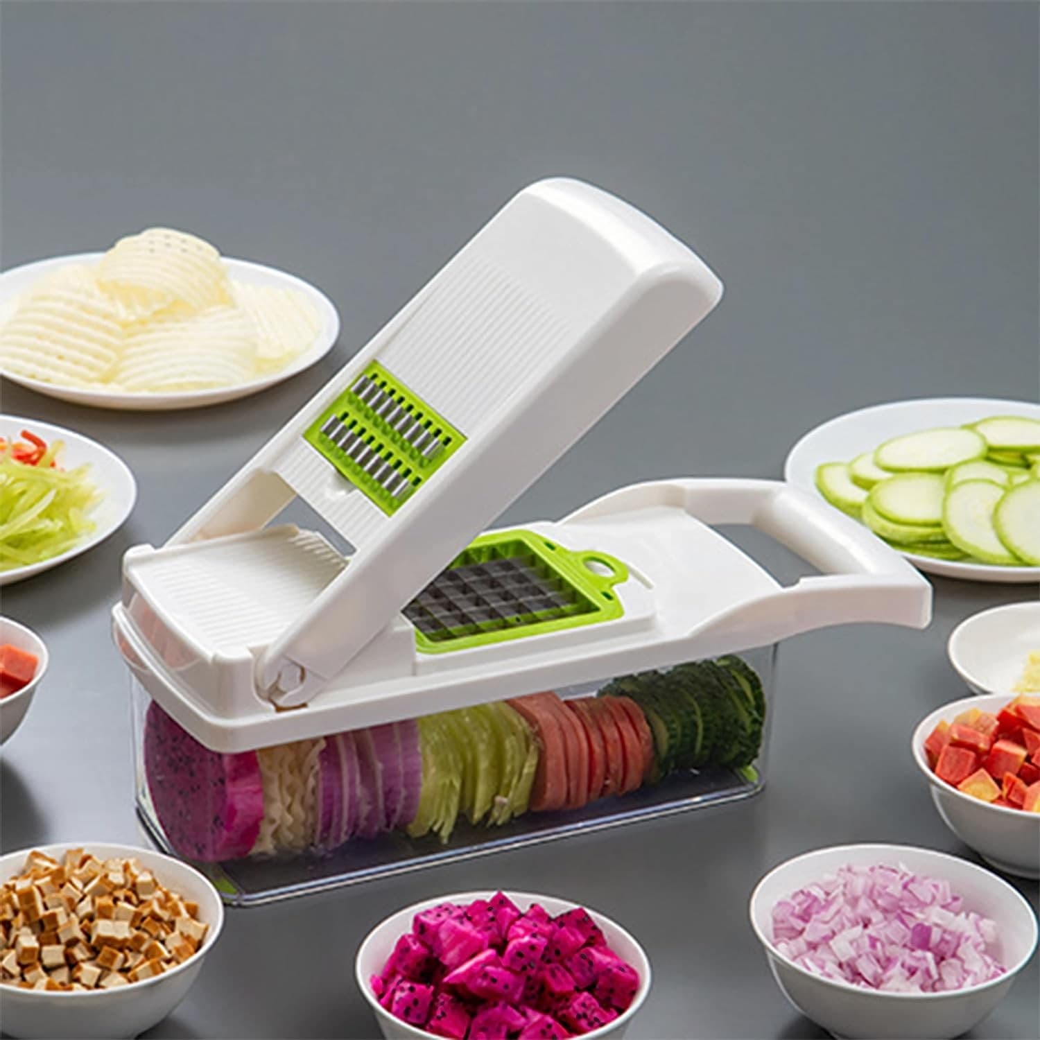 Feliator Multifuncional Flippy 8 in 1 pentru fructe si legume 10 piese — imagine 5